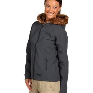 Marmot Furlong Faux Fur Lined Zip Up Softshell Snow Jacket sz S